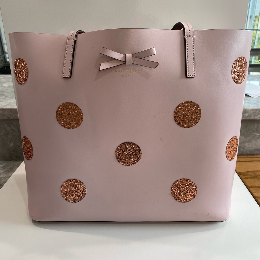 Kate Spade Pink Tote Bag with Gold Accents